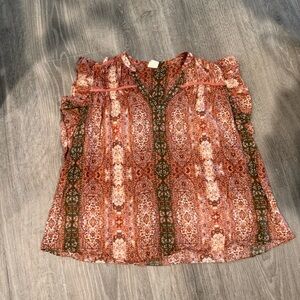 Floral Patterned Blouse with Ruffle Sleeves Good Hart Sz XXL Metallic Threads